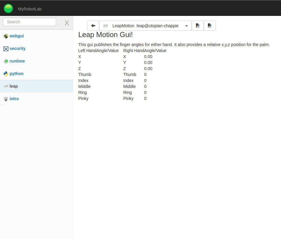 LeapMotion MyRobotLab
